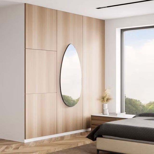 MirrorOutlet Tear Drop Frameless Glass Wall Mirror in Silver and Black