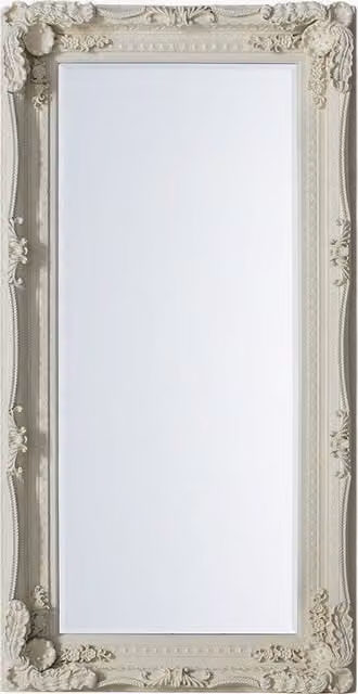 Perch & Parrow Classic Rectangular Freestanding Standing Mirror in Beige and White