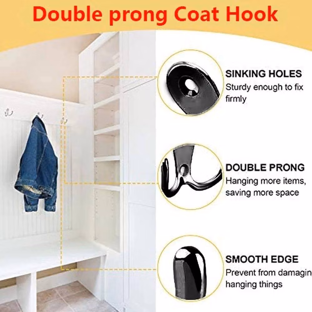 SPETLEK 10-Piece Double Metal Hat and Coat Hooks in Black – 4