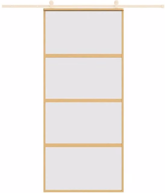 Berkfield Home Modern Gold Sliding Door with Frosted ESG Glass and Aluminium, W: 90 cm, H: 205 cm