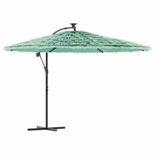 vidaXL Green Garden Parasol with Steel Pole and Polyester Canopy, W/D/H: 269 x 269 x 235 cm