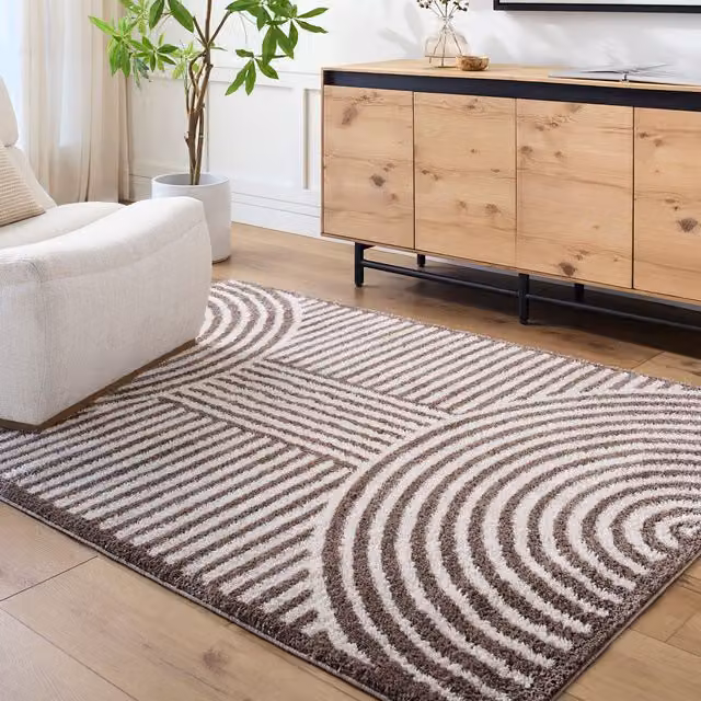 Livabliss Fossay Shag Washable High Pile Modern Rug in Dark Brown, W/D/H: 140 x 200 cm