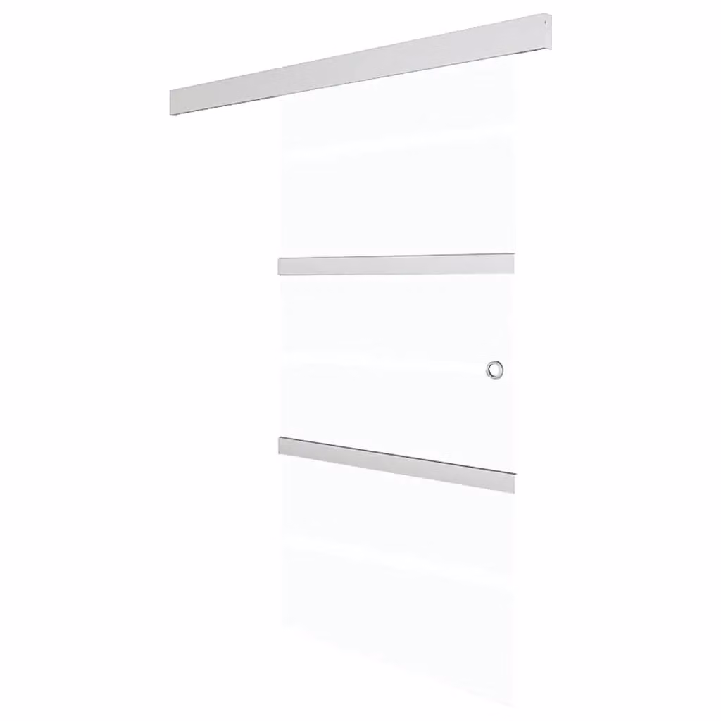 Berkfield Home Modern Sliding Door in Silver ESG Glass and Aluminium, W: 90 cm, H: 205 cm