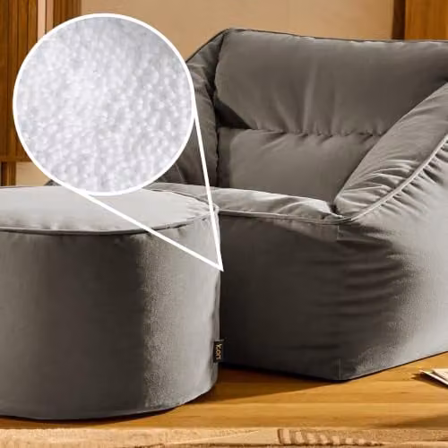 icon Natalia Velvet Adults Bean Bag Armchair and Pouffe in Dusk Pink and Anthracite Grey – 10