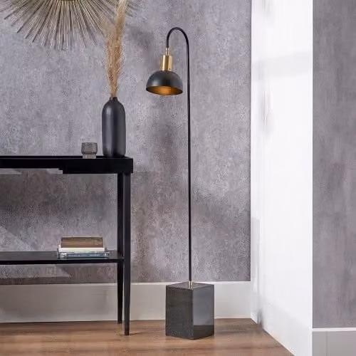 Ruma Matt Black Domed Task Floor Lamp with Adjustable Height