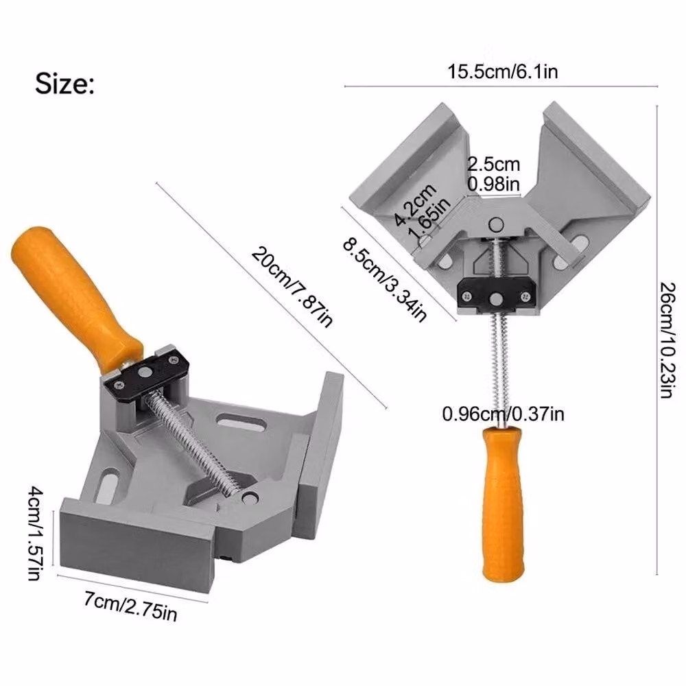Nordara 2x 90 Degree Right Angle Corner Clamp Woodworking Tool in Grey Aluminum Alloy – 2