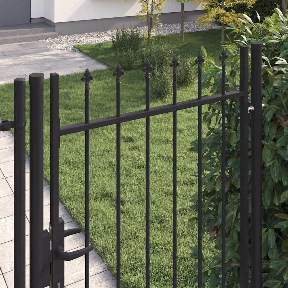 Berkfield Home Black Steel Single Swing Fence Gate with Spike Top, W: 1.0 m, H: 1.75 m – 3