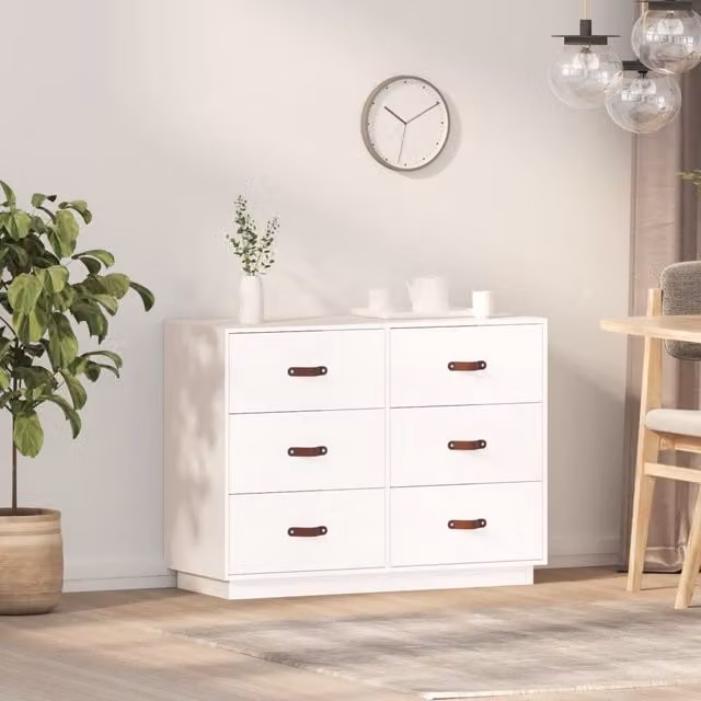 Berkfield Home White Rustic Solid Wood Pine Sideboard W/D/H: 100 x 40 x 75 cm