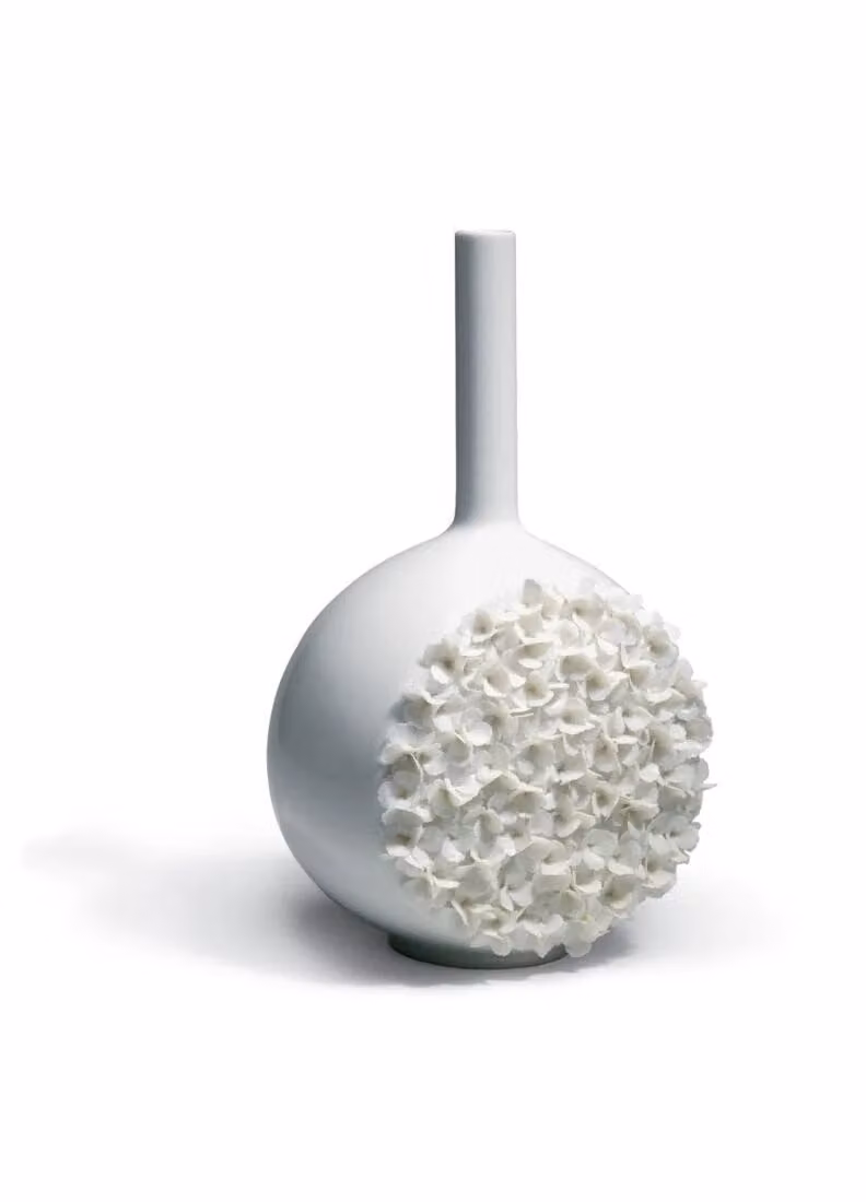 Lladró Canvas Floral Tapestry Vase in White Porcelain