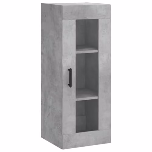 vidaXL Wall Mounted Cabinet with Glass Doors, Grey, W/D/H: 34.5 x 34.0 x 90.0 cm