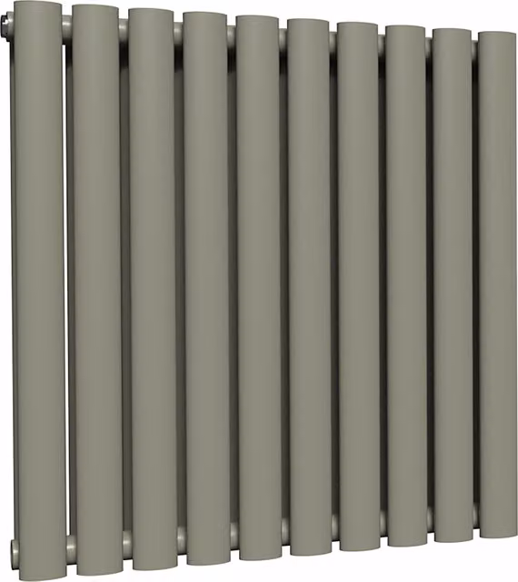 Lux Heat Oval Horizontal Coloured Radiator in Dark Sage, W: 60 cm, H: 54 cm