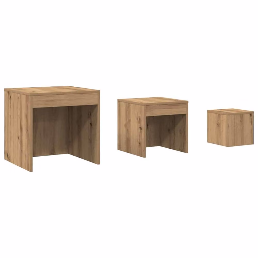 Berkfield Home Nesting Tables, 3 Piece Set in Brown Artisan Oak Engineered Wood – 2