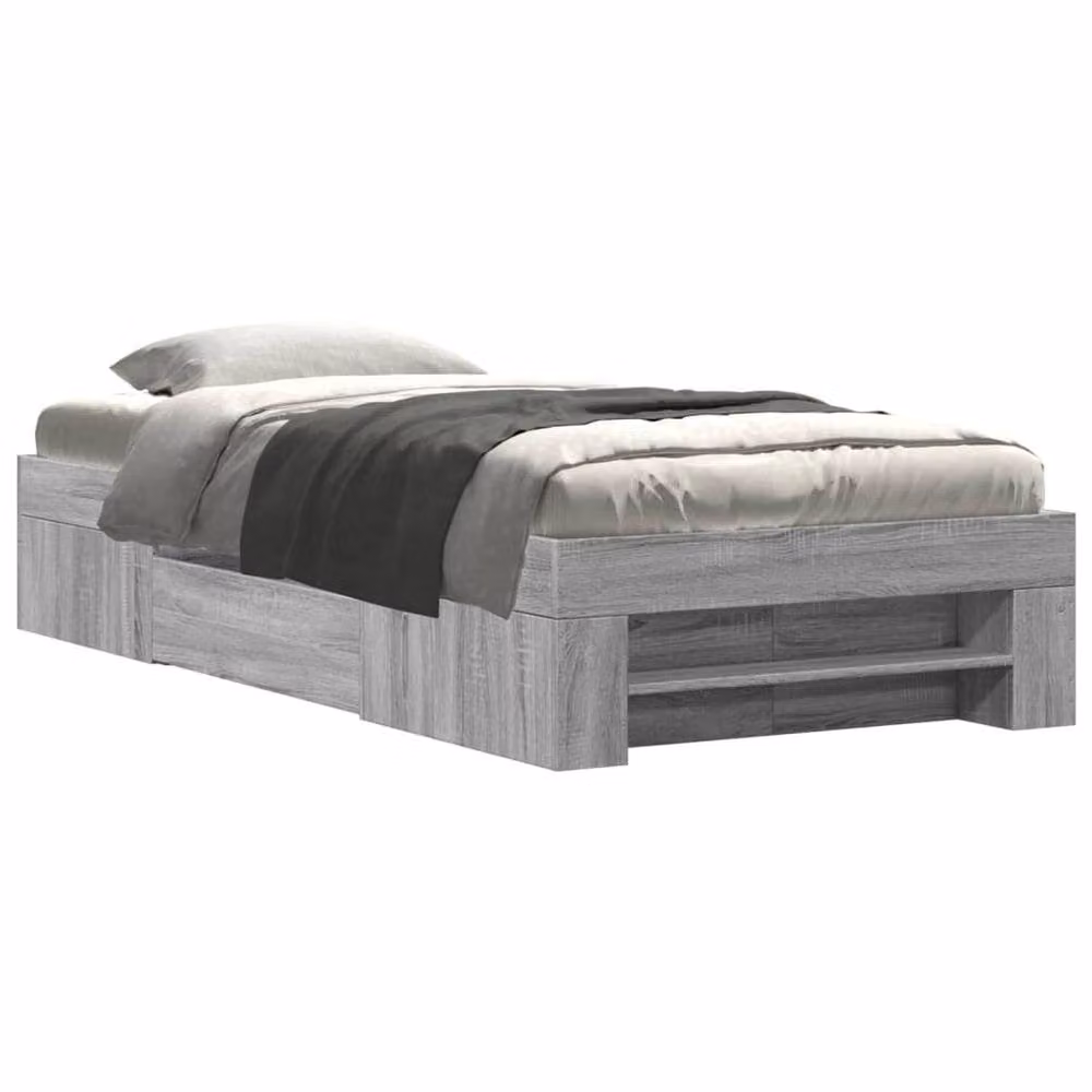 Berkfield Home Modern Grey Bed Frame with Drawers, W/D/H: 90 x 200 cm – 3