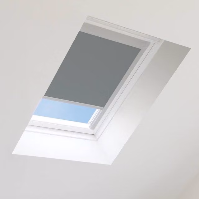 Bloc Blinds Thermal Insulating Blackout Blind for Velux Roof Windows in Dark Grey and Silver