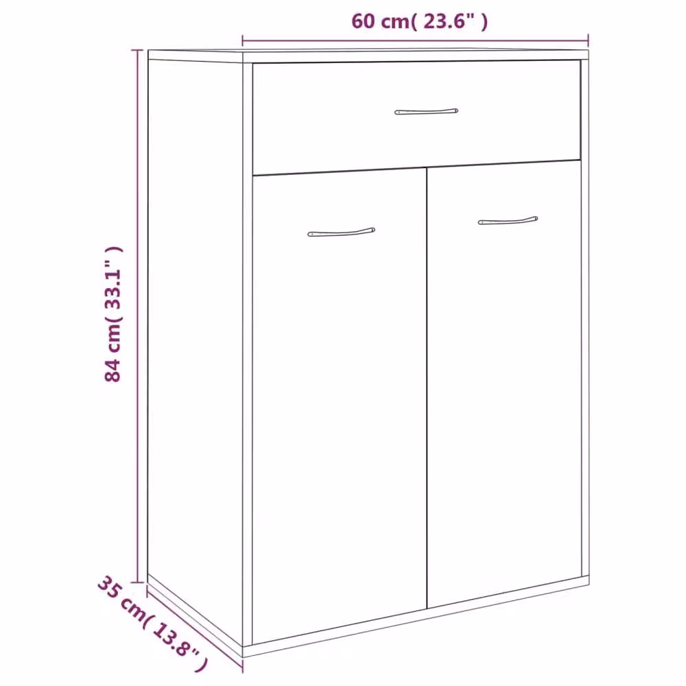 Berkfield Home Grey Sonoma Shoe Cabinet with Doors and Drawers, W/D/H: 60 x 35 x 84 cm – 3