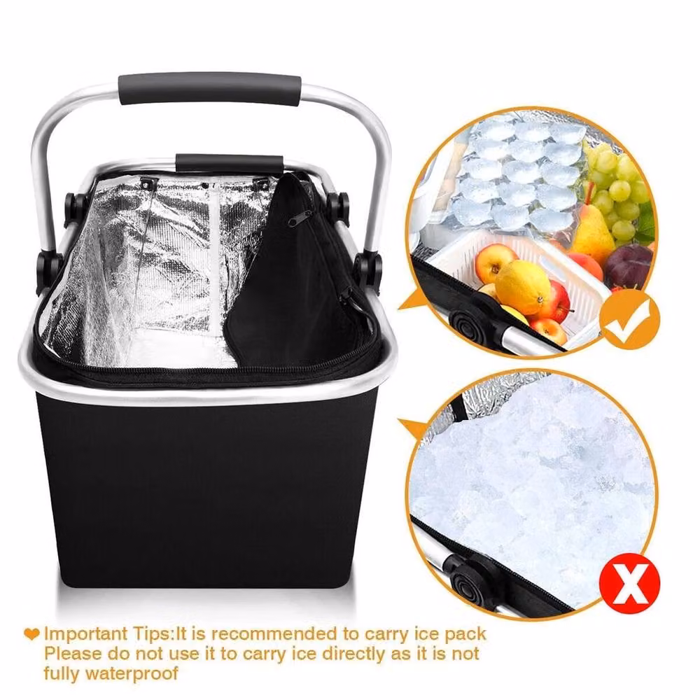 NESTLUNE Large Thermal Cooler Basket and Picnic Bag in Black, W: 100 cm, D: 60 cm – 6