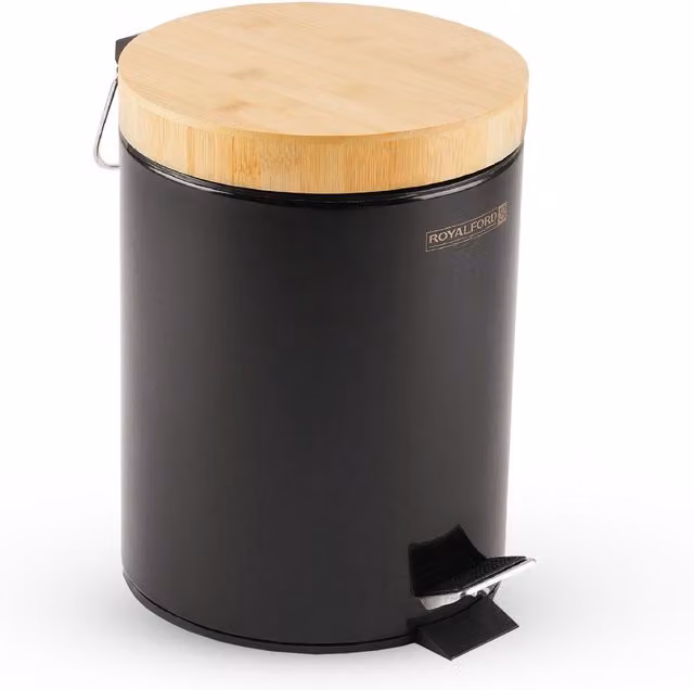 Royalford Black Pedal Bin with Soft Close Lid and Removable Inner Bucket, 5L