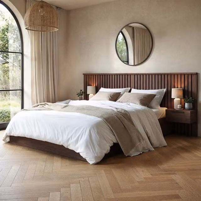 Solace+Co Scandinavian Style Ottoman Bed with Bedside Shelves in Brown