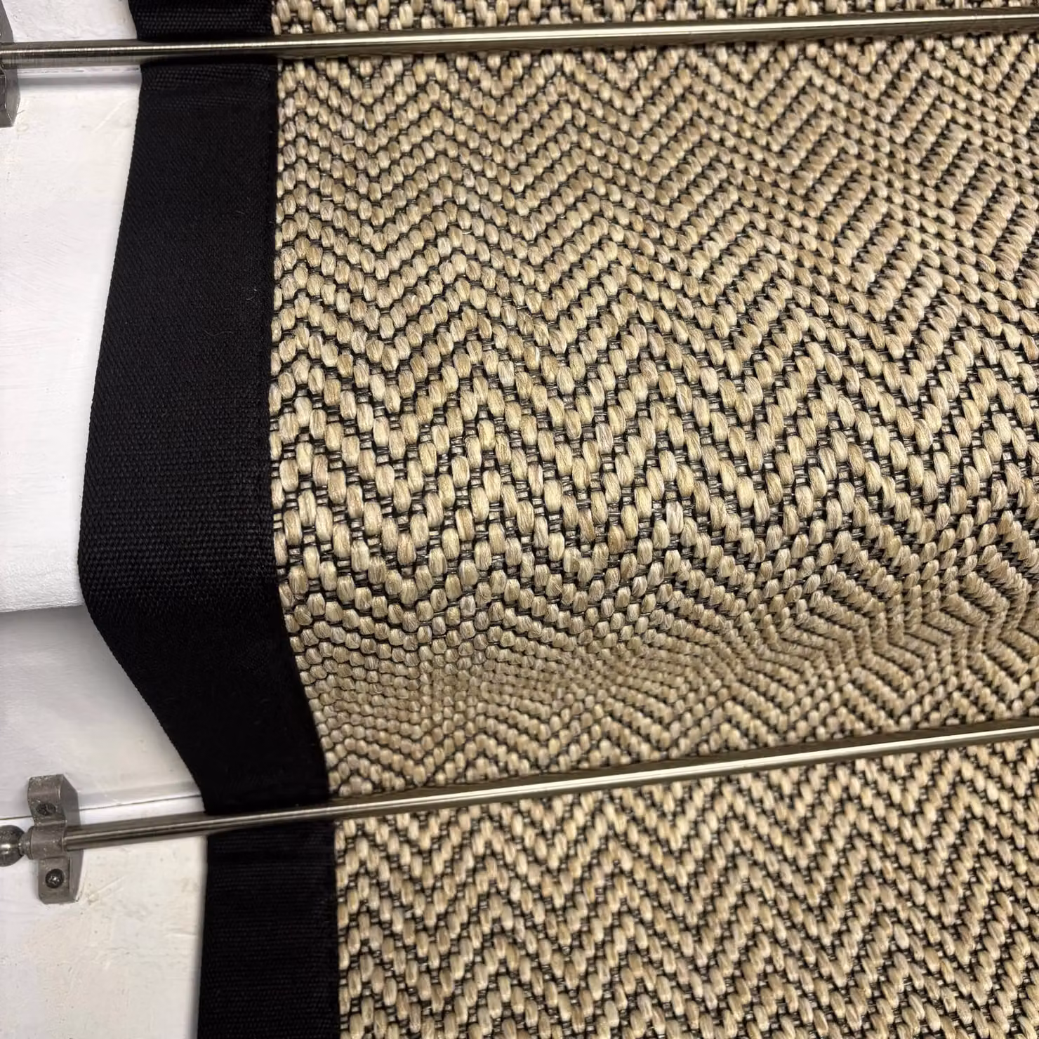 RainbowHome Herringbone Java Beige Stair Runner with 100% Cotton Black Border, W/D/H: 20 x 12 x 12 cm – 3