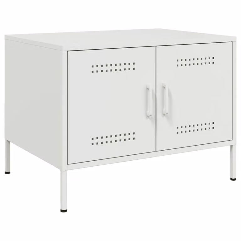 Berkfield Home Sturdy White Metal Coffee Table W: 68 cm, D: 50 cm, H: 50.5 cm