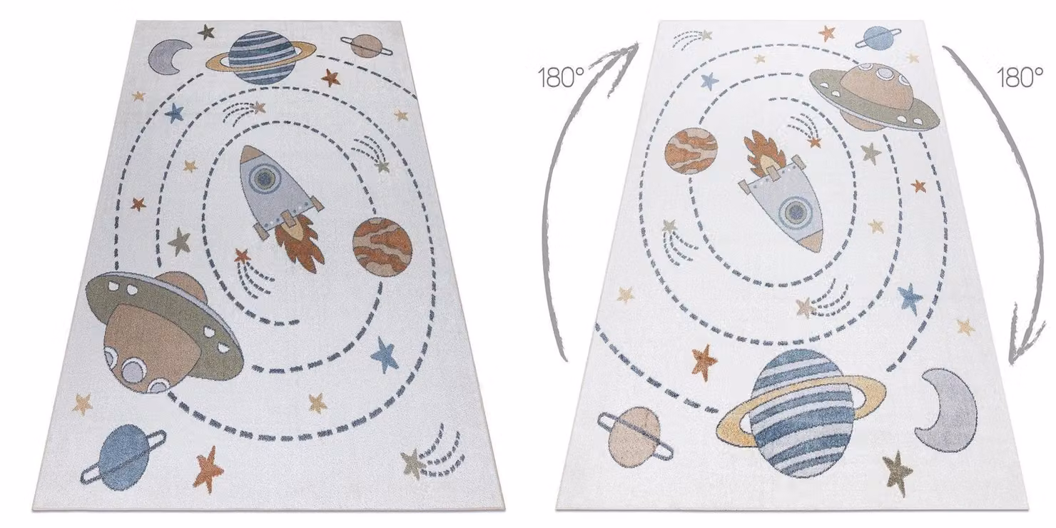RugsX Bono Rectangular Kids Motif Rug in Yellow and Multicolour, W: 200 cm, D: 290 cm