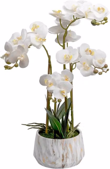 Crystals White Artificial Silk Orchid Flower Potted Plant, Height: 60 cm – 1