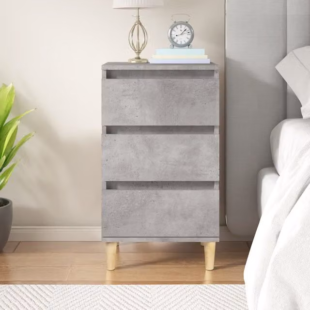 Berkfield Home Bedside Cabinet in Concrete Grey, W/D/H: 40 x 35 x 70 cm