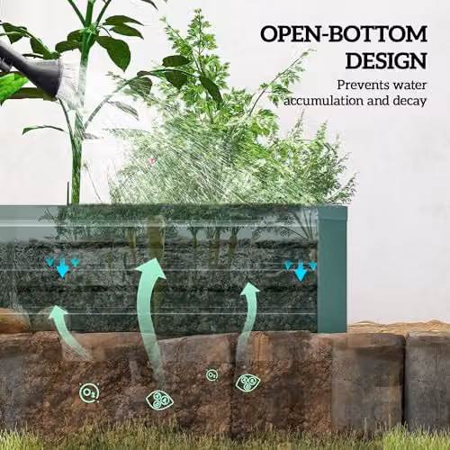 Outsunny Galvanised Steel Raised Bed for Ornamental Gardens, Green, W: 60 cm, D: 60 cm, H: 30 cm – 4