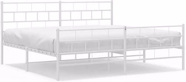 Berkfield Home Metal Bed Frame with Headboard and Footboard in White, 200 x 200 cm