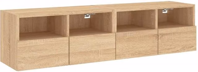 Berkfield Home Set of 2 Sonoma Oak Wall Mounted TV Cabinets in Light Brown, W/D/H: 60 x 30 x 30 cm