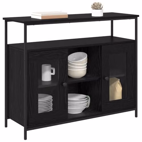 vidaXL Modern Black Sideboard in Matt Black Wood