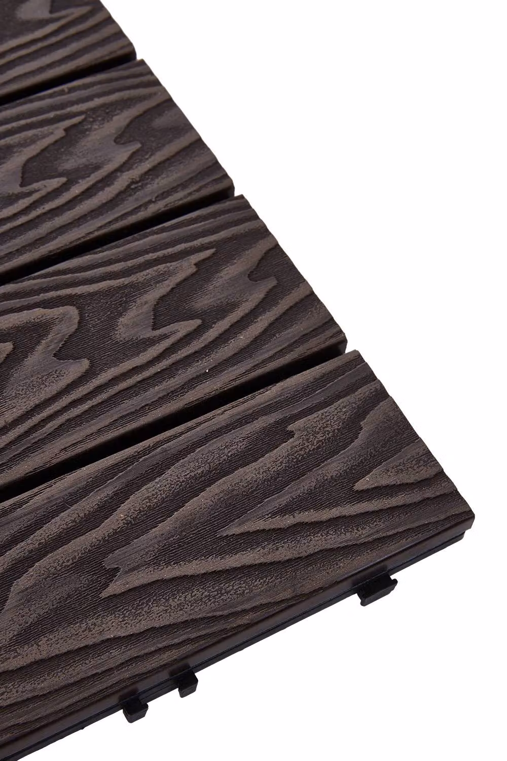 Living and Home 11-Piece Wave Wood Grain WPC Interlocking Deck Tiles in Dark Brown, W/D/H: 30 x 30 x 30 mm – 3