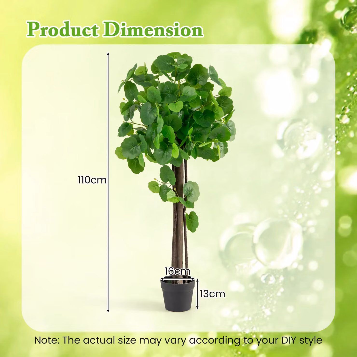 Costway Artificial Crabapple Tree Potted Floor Plant in Green – 2