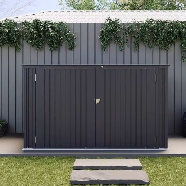 SPETLEK Metal Double Wheelie Bin Enclosure in Dark Grey Anthracite – 1