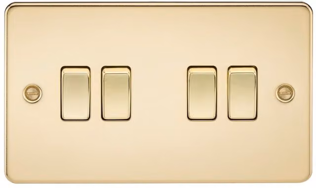 Knightsbridge FP4100PB Polished Brass 2-Way Flat Plate Switch