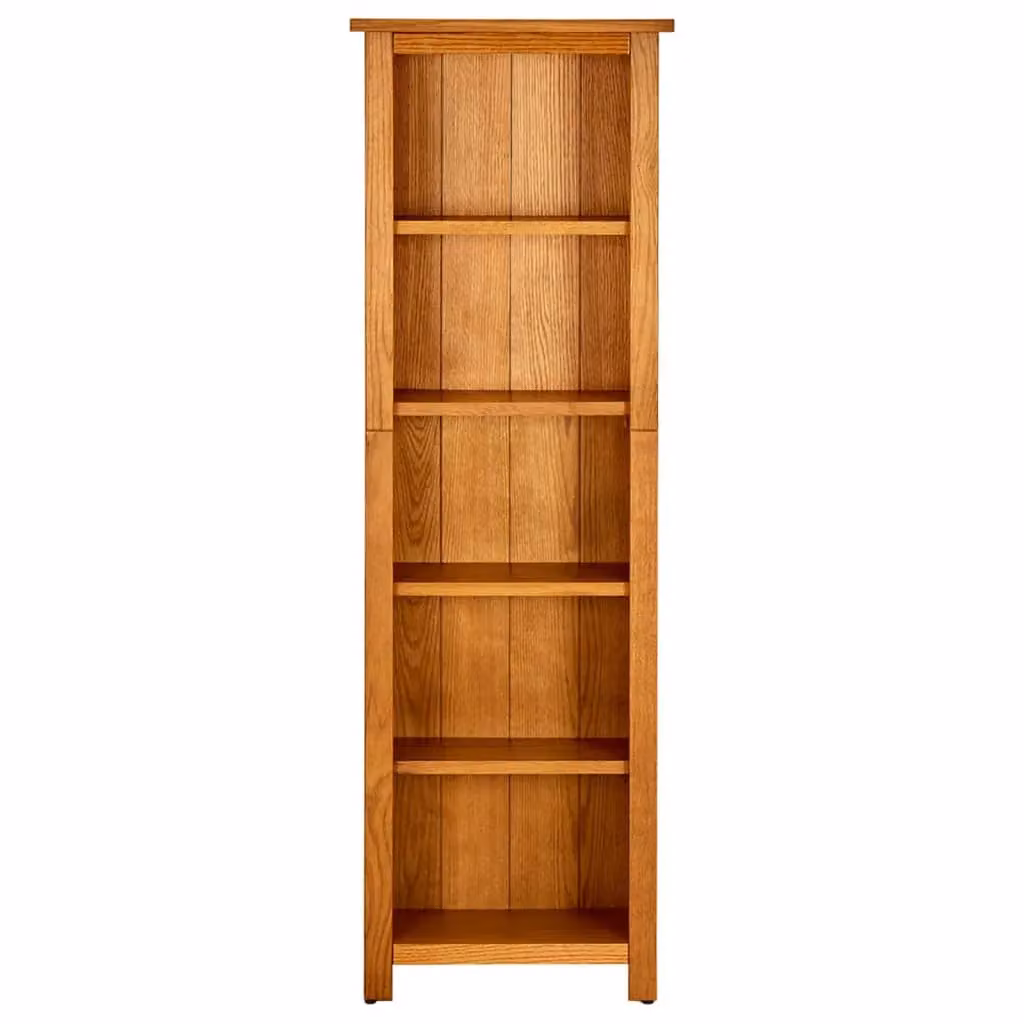 Berkfield Home 5-Tier Rustic Solid Oak Wood Bookcase in Brown, W/D/H: 45 x 22 x 140 cm – 2