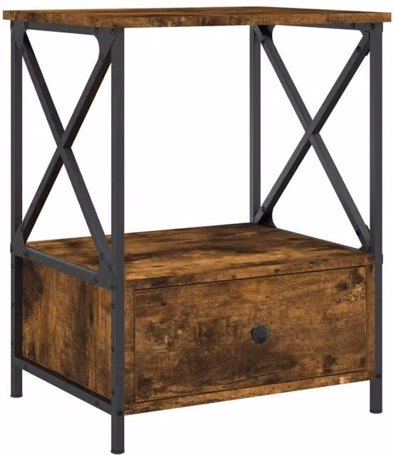 Berkfield Home Smoked Oak Bedside Table in Brown, W/D/H: 50 x 41 x 65 cm – 1