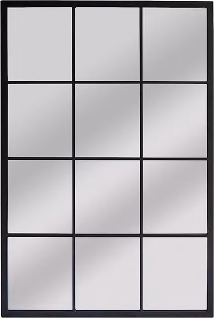 Biznest Industrial Rectangular Black Metal Frame Wall Mirror