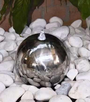 Tranquillity Water Features Grey Stainless Steel Sphere Modern Metal Cascade Water Feature, W/D/H: 30 x 30 x 30 cm – 2