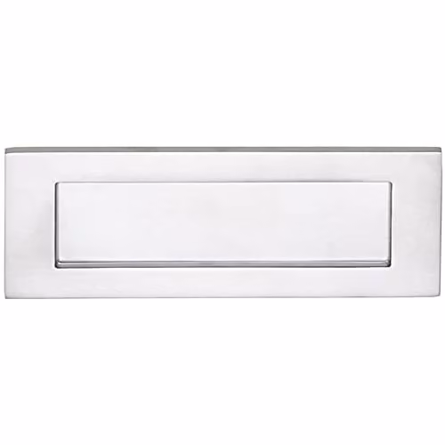 Loops Inward Opening Letterbox Plate in Satin Chrome, W: 27.8 cm, H: 9.5 cm (242 mm Fixing Centres)