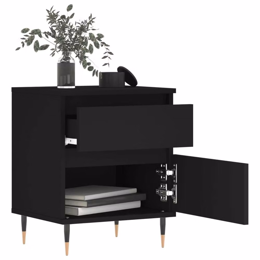 Berkfield Home Set of 2 Modern Black Bedside Cabinets, W/D/H: 40 x 35 x 50 cm – 2