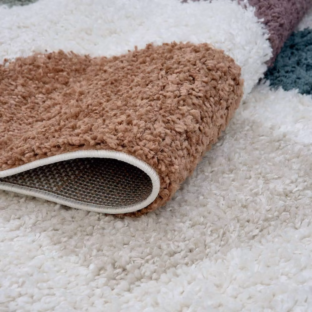 THE RUGS Moodi Pebble Design Shaggy Soft High Pile Multicolour Living Room Rug, W: 200 cm, L: 290 cm – 4