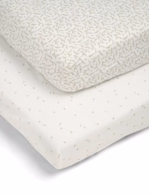 Mamas & Papas Welcome To The World Floral Cotton Cotbed Fitted Sheet, Multicolour
