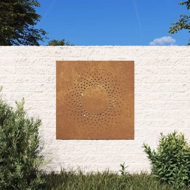 Berkfield Home Garden Brown Corten Steel Sun Design Wall Decoration, W: 55 cm, H: 55 cm – 1