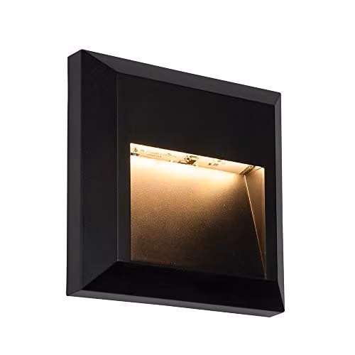 Netlighting Severus Square Black LED Outdoor Wall Light with Warm White Uplight and Transparent Cover, IP65 Rated – 1