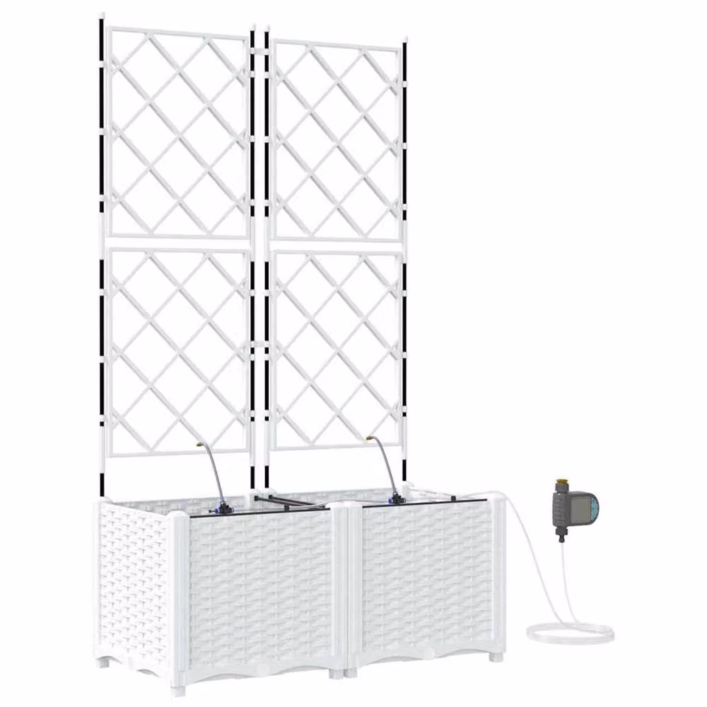 Berkfield Home Garden Planter Set with Water Irrigation System, 2 Pieces, White – 2