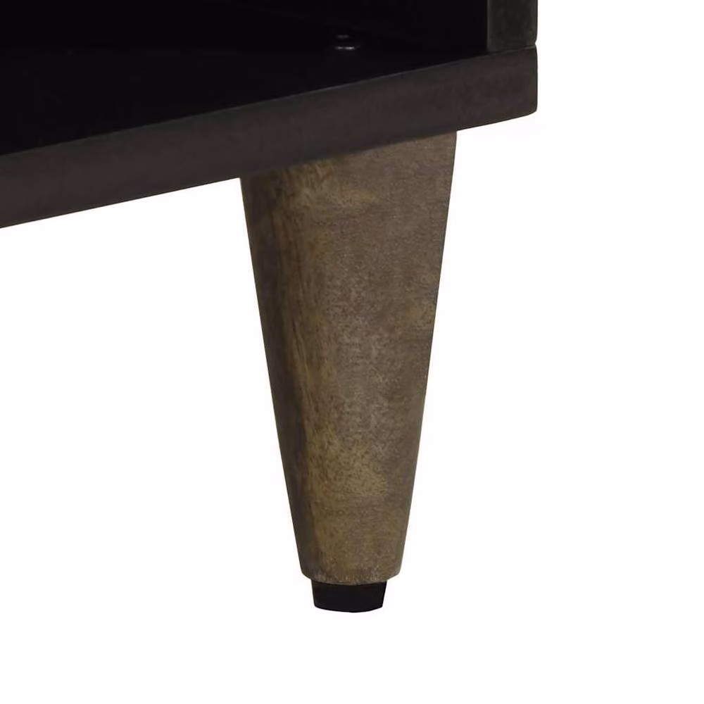 Berkfield Home Mid Century Black Mango Wood TV Cabinet W/D/H: 100 x 33 x 46 cm – 6