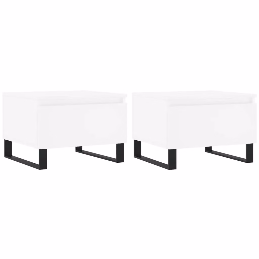 Berkfield Home Set of 2 Modern White Nested Coffee Tables, W/D/H: 50 x 46 x 35 cm – 2