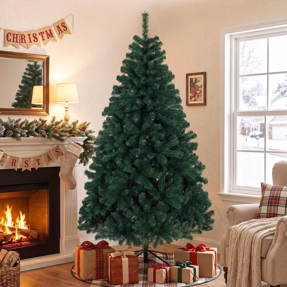 HOMCOM Green Artificial Christmas Tree with Hinged Design, Height: 180 cm – 2