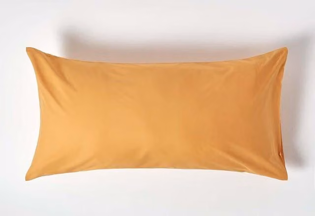 Homescapes Yellow Egyptian Cotton King Size Housewife Pillowcase, 200 TC Percale